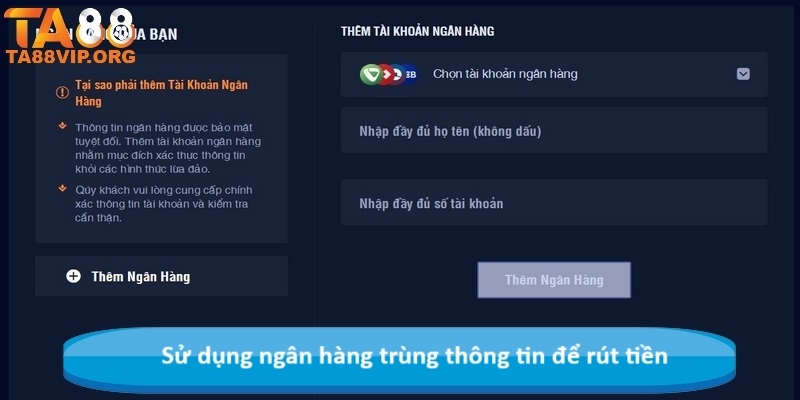 Sử dụng ngân hàng trùng thông tin để rút tiền