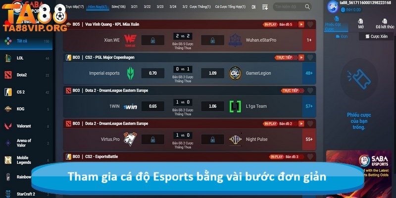 Tham gia cá độ Esports bằng vài bước đơn giản