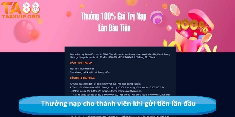 Thưởng nạp cho thành viên khi gửi tiền lần đầu